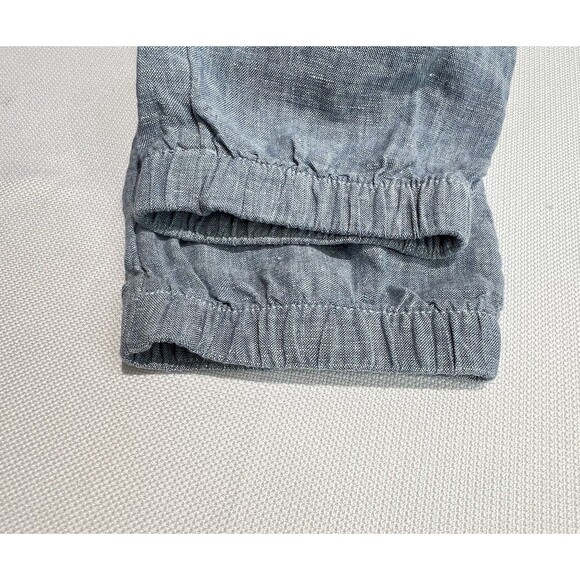 Athleta Cabo Linen Jogger Blue Sz 8 Pull On High Rise Drawstring Coastal Travel - Picture 13 of 14